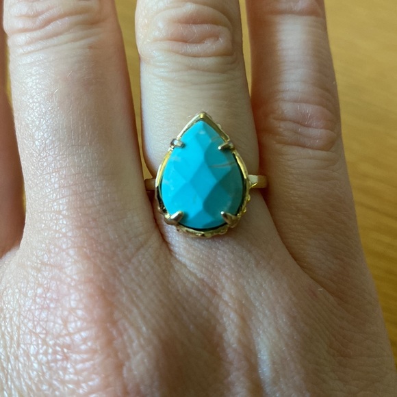Kendra Scott Color Bar Ring Turquoise Size 5 - Discontinued Style - Picture 2 of 6